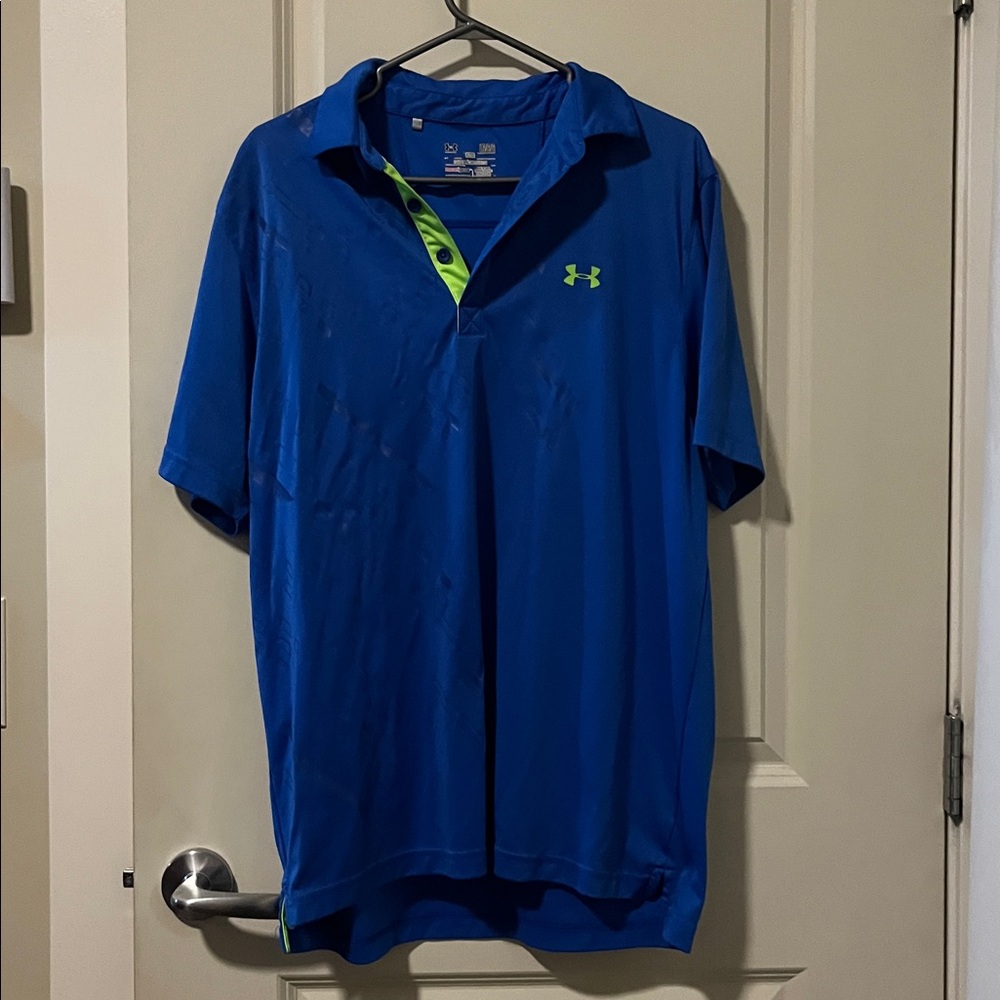 Under Armour Royal Blue Polo with Neon Green Detail